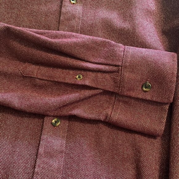 American Rag Burgandy Red Brushed Twill Long Sleeve Untucked Button-Down Shirt - Picture 4 of 7
